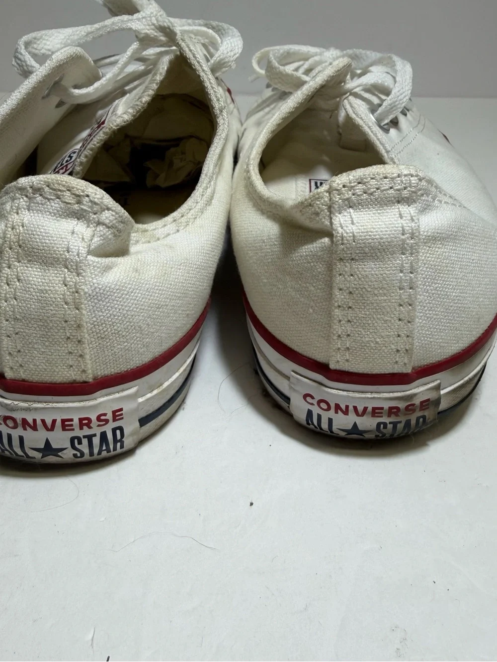 Converse Womens Sneakers Size 9‎ Low Top Lace Up White Red Blue - Picture 5 of 9